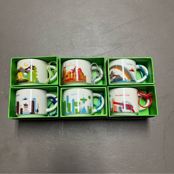 Starbucks Other - Starbucks You Are Here Series Ornaments/Espresso Mugs